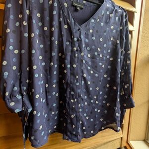 Blue Buttoned Blouse with Relaxed Fit